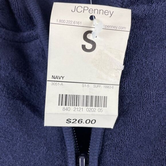 NWT St John’s Bay Navy Short Sleeve Full Zip Hoodie Size S - Picture 7 of 7